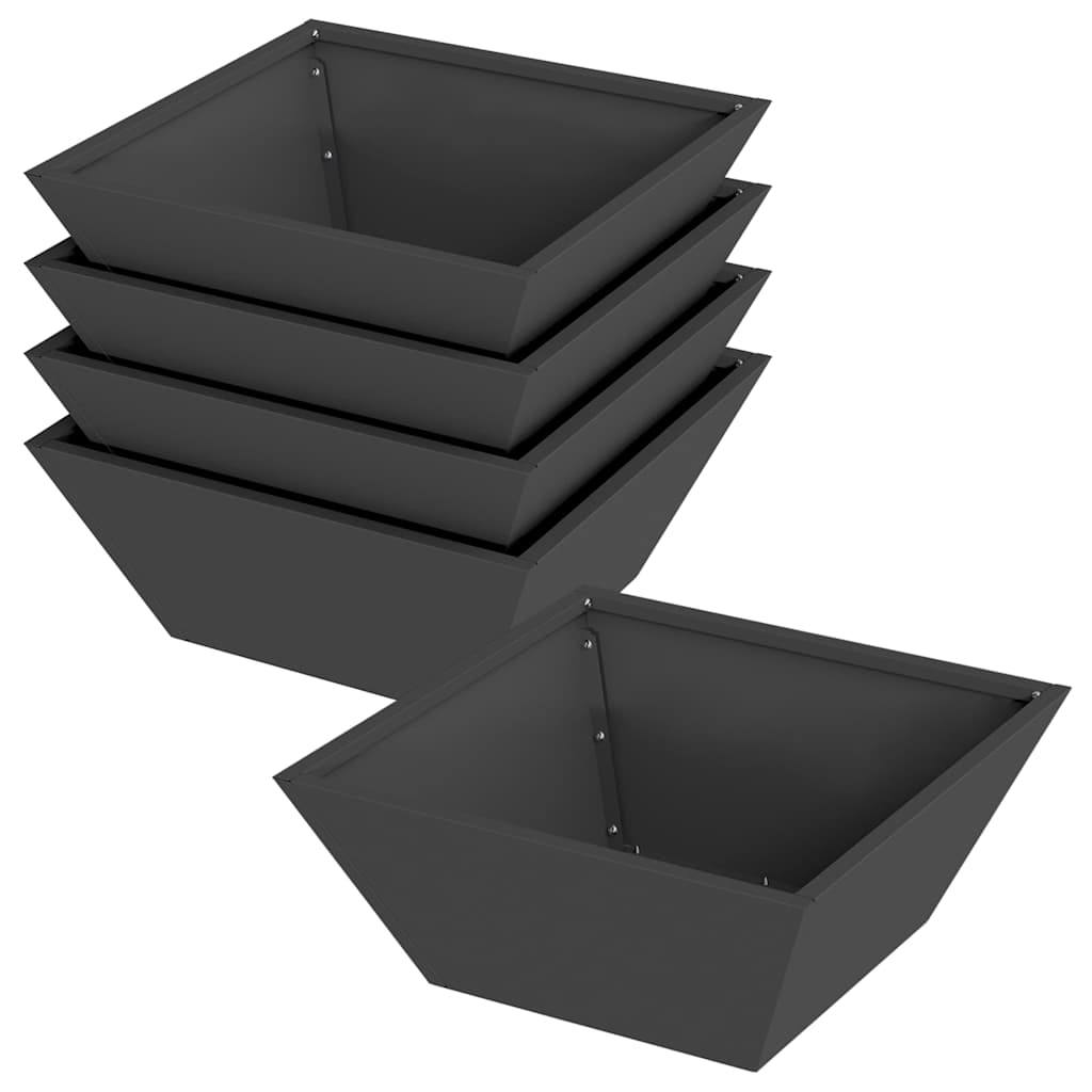 Vaso da giardino 5 pz Nero 40 x 40 x 15 cm