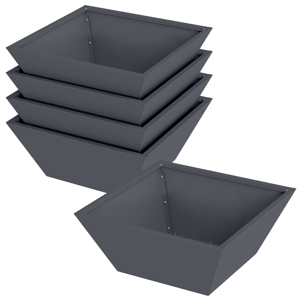 Vaso da giardino 5 pz Antracite 40 x 40 x 15 cm