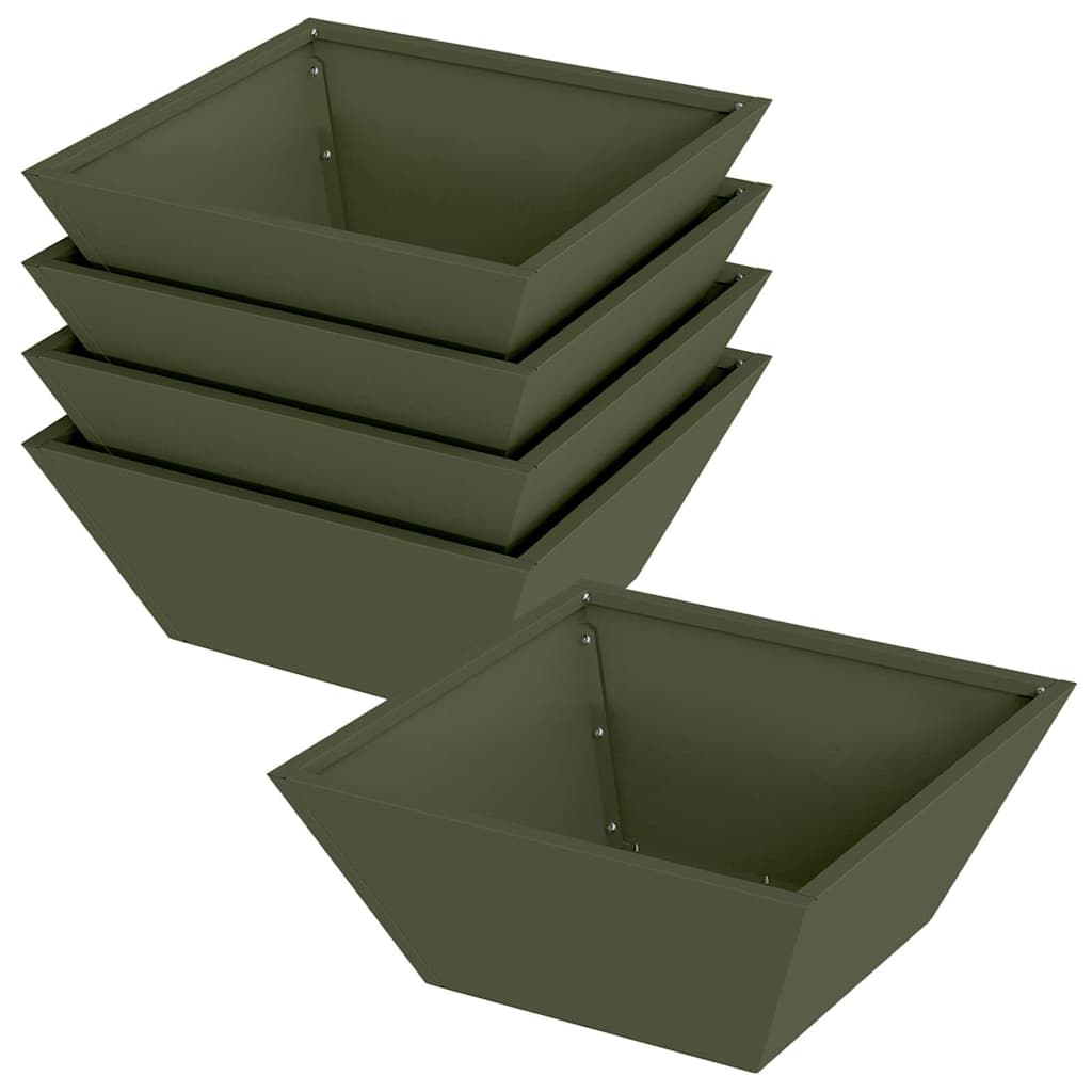 Vaso da giardino 5 pz Verde Oliva 40 x 40 x 15 cm