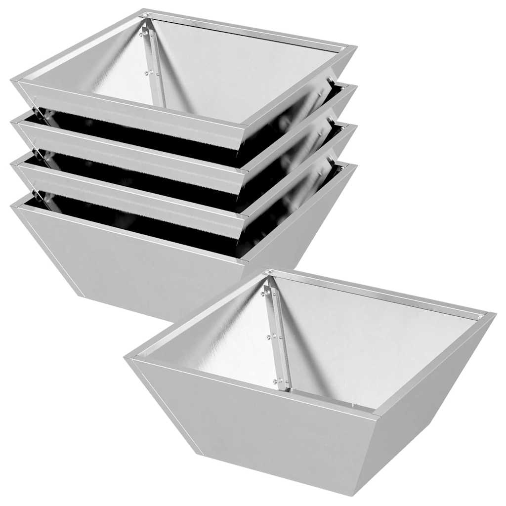 Vaso da giardino 5 pz Argento 40 x 40 x 15 cm Acciaio Inox