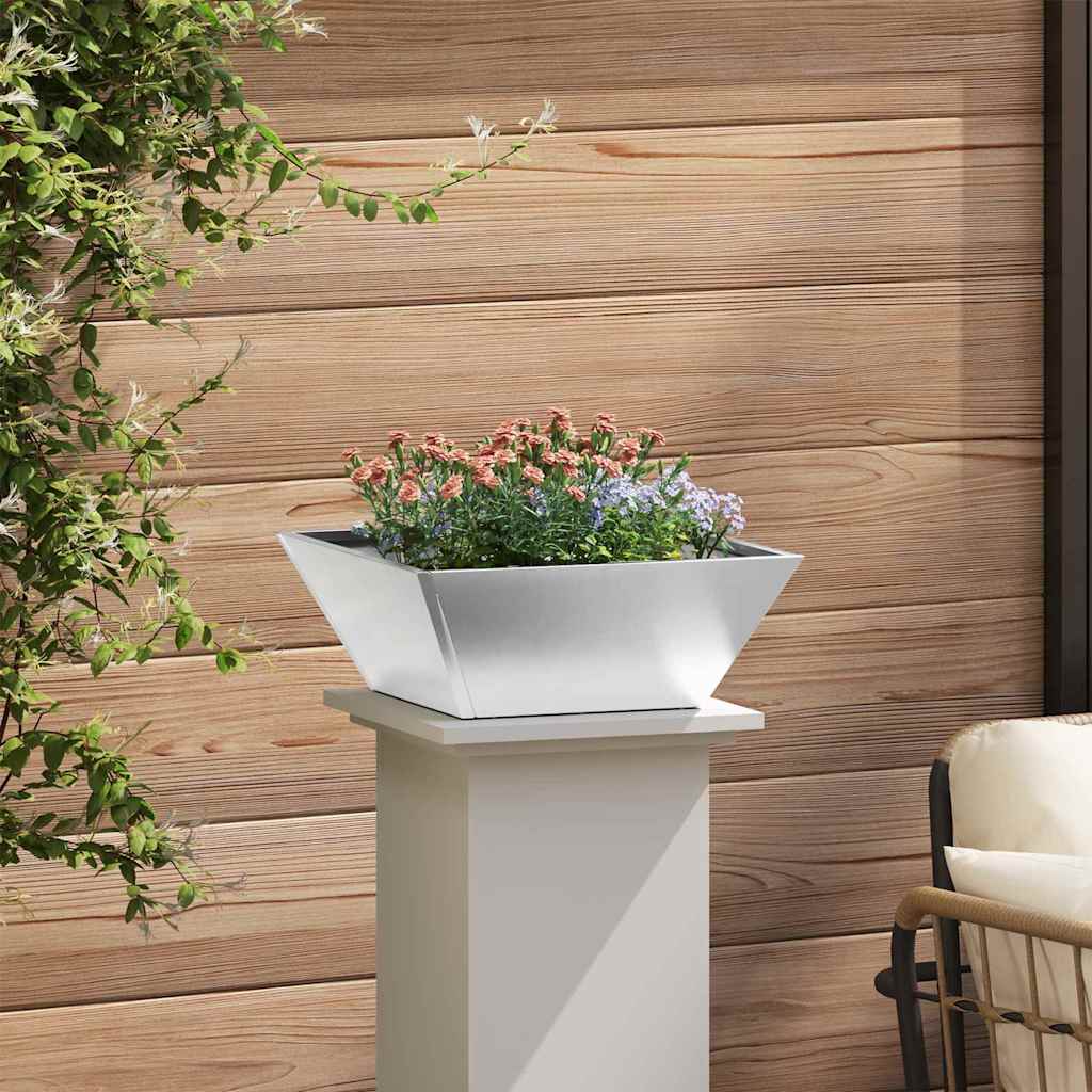 Vaso da giardino 5 pz Argento 40 x 40 x 15 cm Acciaio Inox