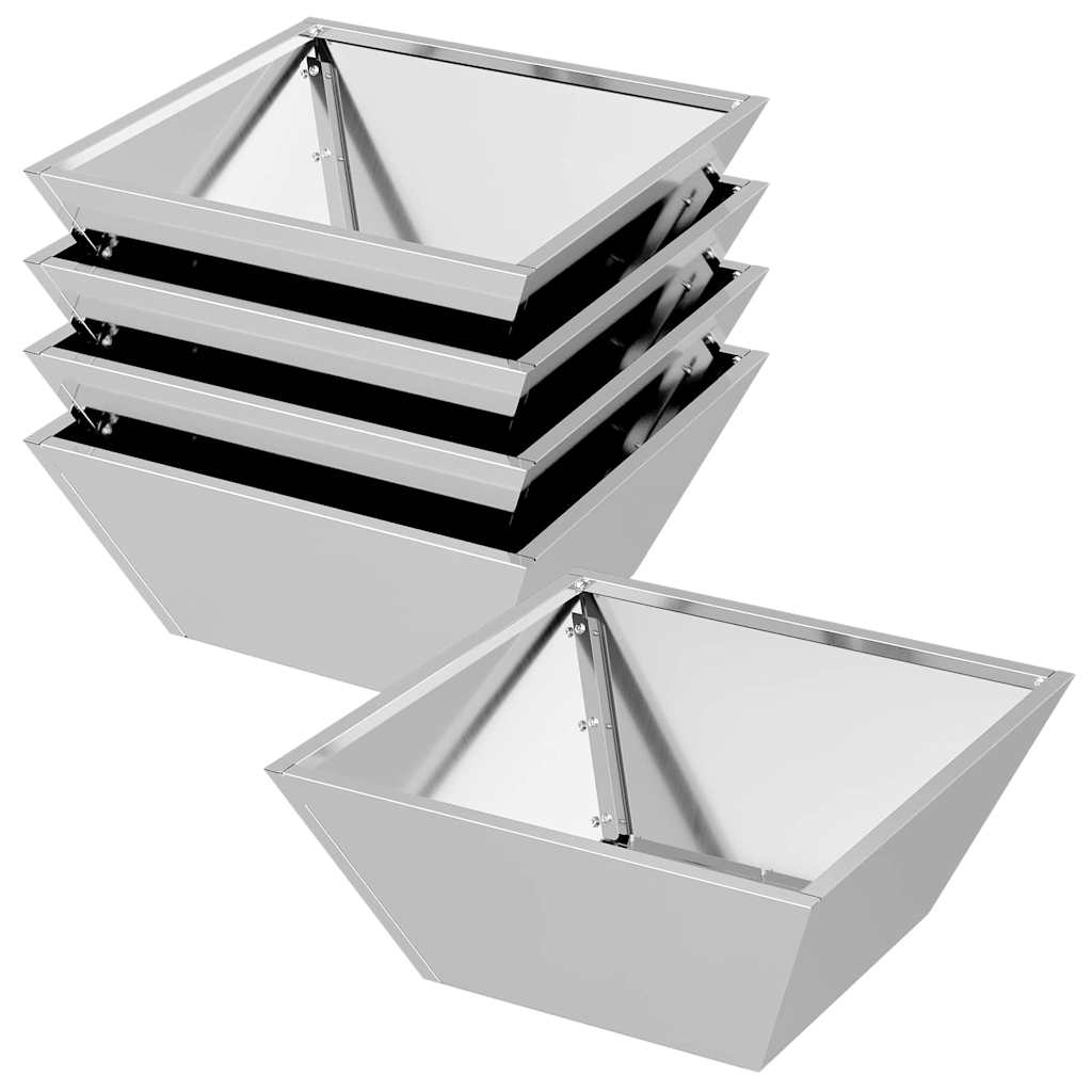 Vaso da giardino 5 pz Argento 40 x 40 x 15 cm Acciaio zincato