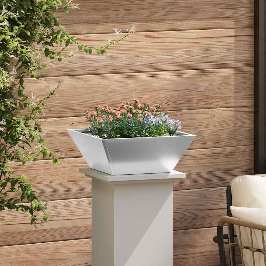 Vaso da giardino 5 pz Argento 40 x 40 x 15 cm Acciaio zincato