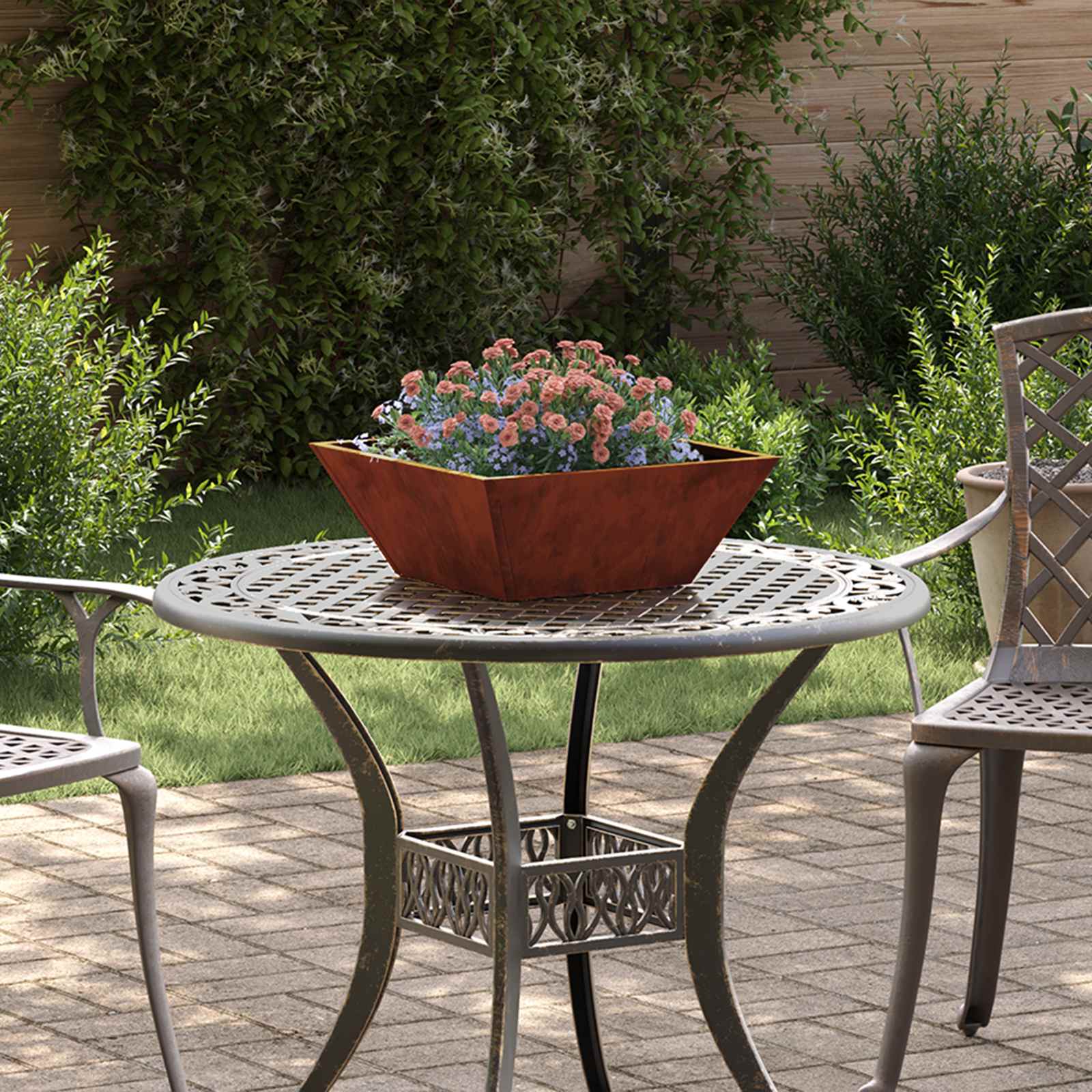 Vaso da giardino 5 pz Ruggine 40 x 40 x 15 cm Acciaio Corten