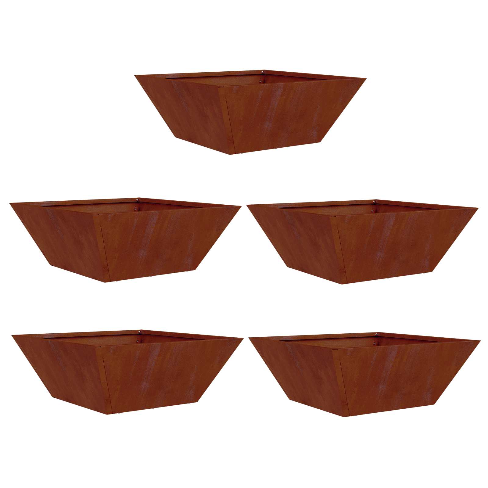 Vaso da giardino 5 pz Ruggine 40 x 40 x 15 cm Acciaio Corten