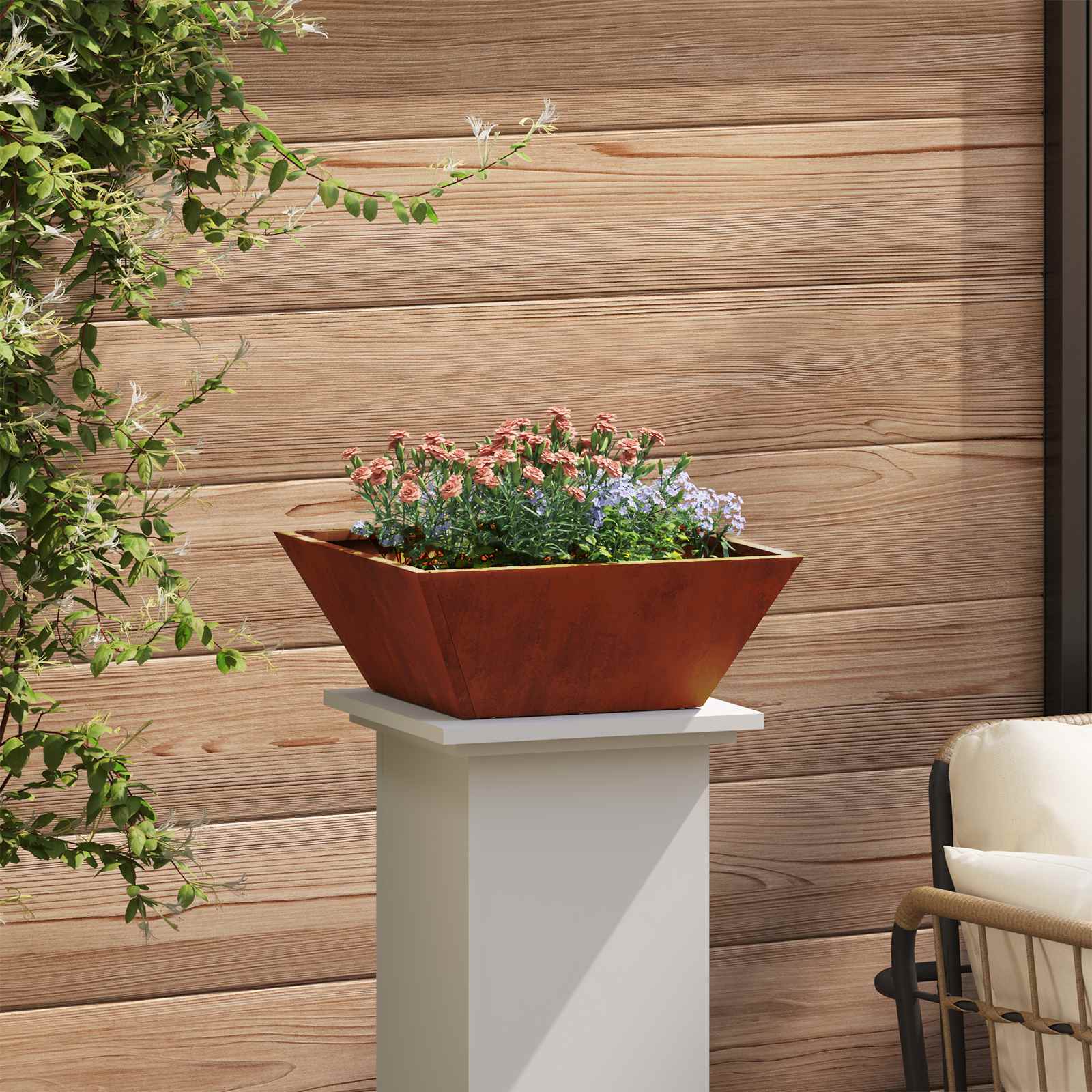 Vaso da giardino 5 pz Ruggine 40 x 40 x 15 cm Acciaio Corten