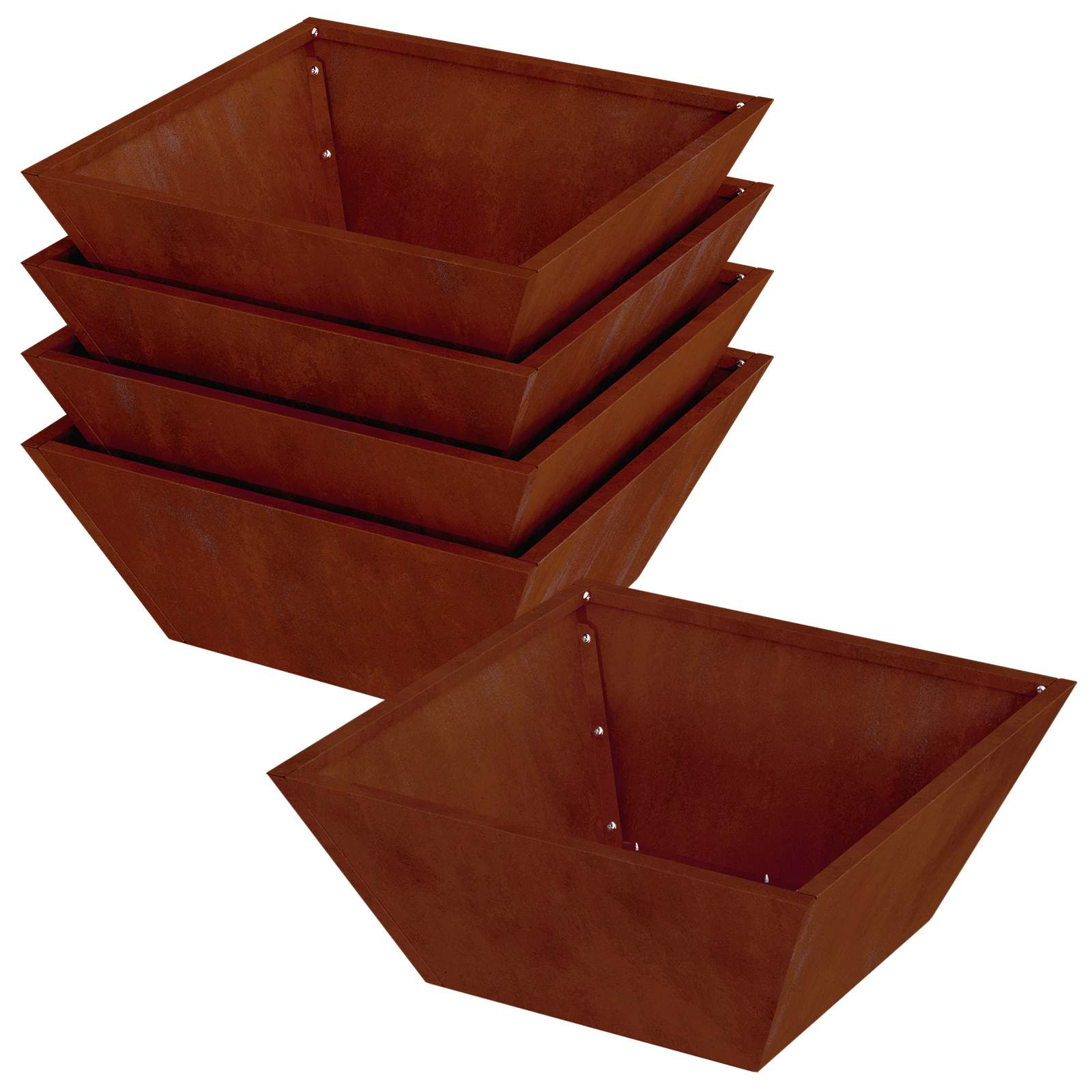 Vaso da giardino 5 pz Ruggine 40 x 40 x 15 cm Acciaio Corten