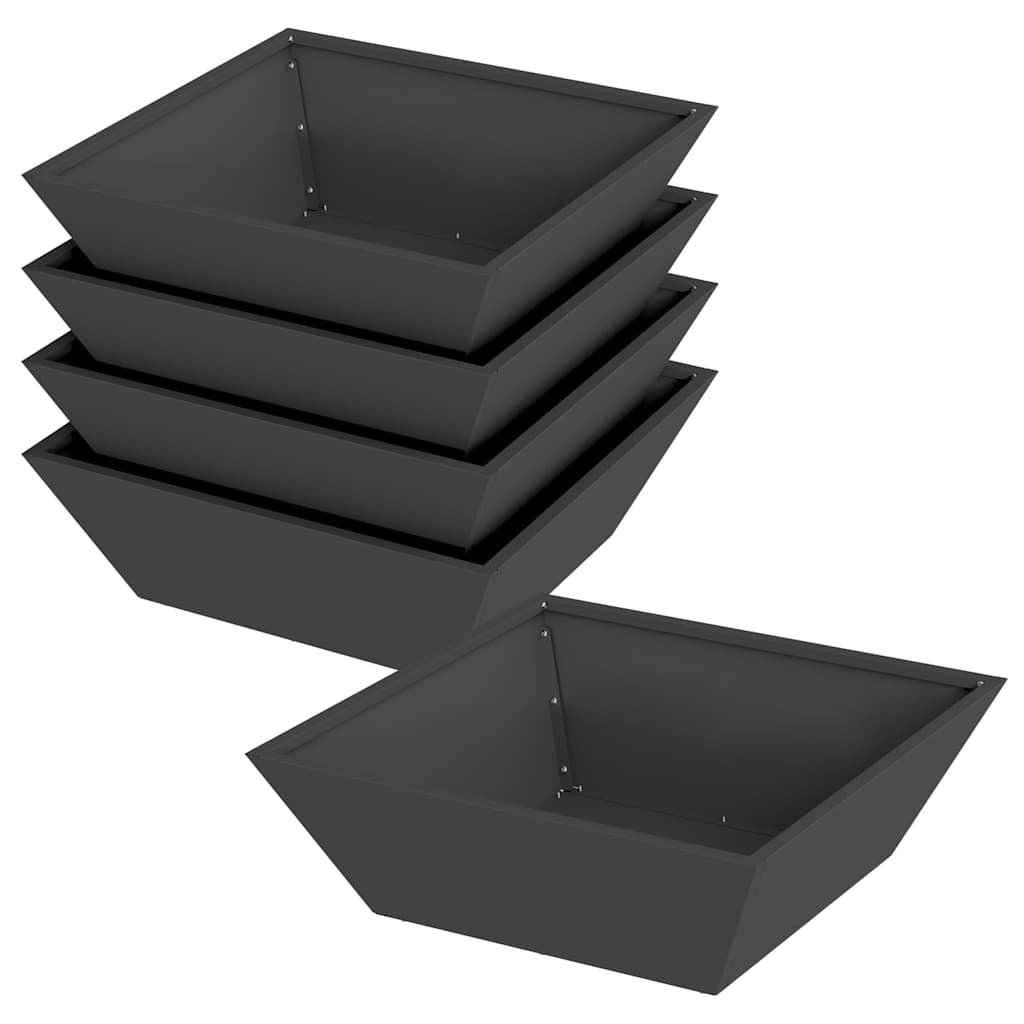 Vaso da giardino 5 pz Nero 50 x 50 x 15 cm