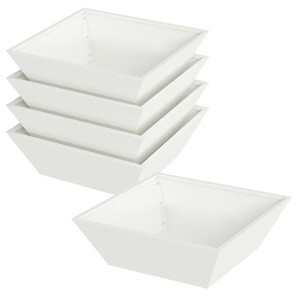 Vaso da giardino 5 pz Bianco 50 x 50 x 15 cm
