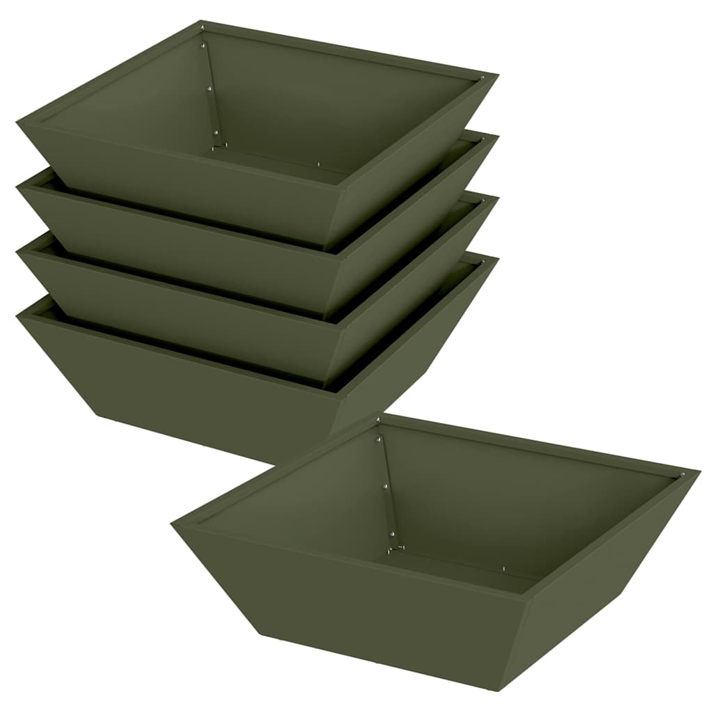 Vaso da giardino 5 pz Verde Oliva 50 x 50 x 15 cm
