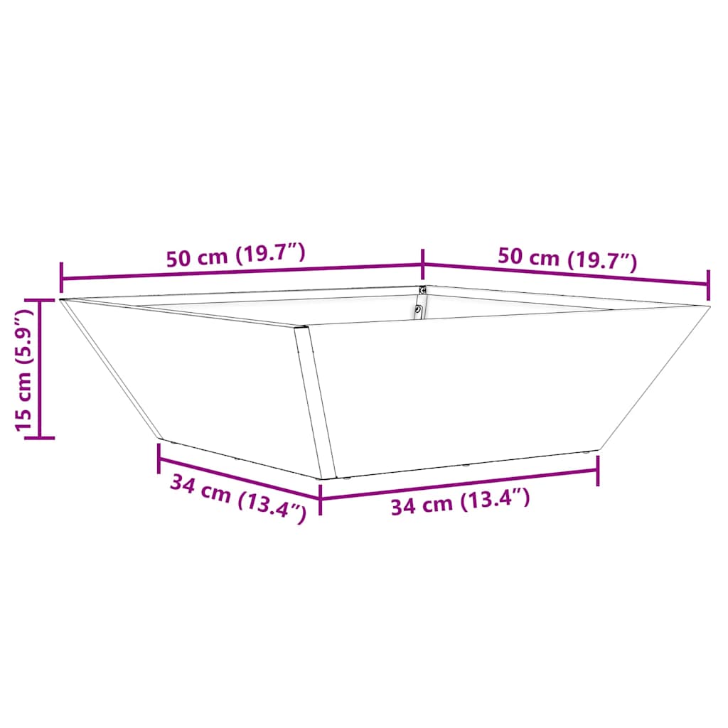 Vaso da giardino 5 pz Argento 50 x 50 x 15 cm Acciaio Inox