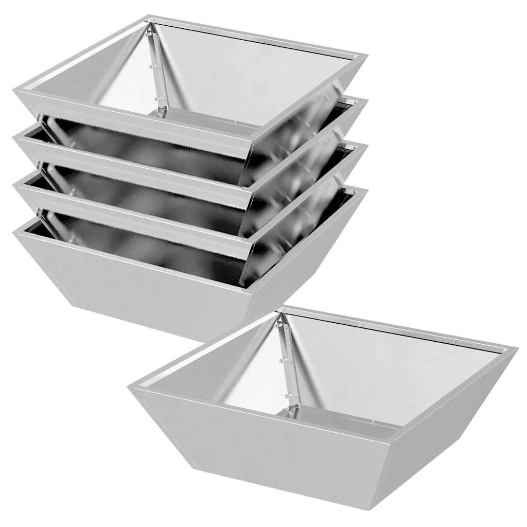 Vaso da giardino 5 pz Argento 50 x 50 x 15 cm Acciaio Inox