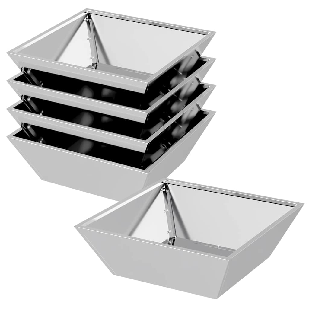 Vaso da giardino 5 pz Argento 50 x 50 x 15 cm Acciaio zincato