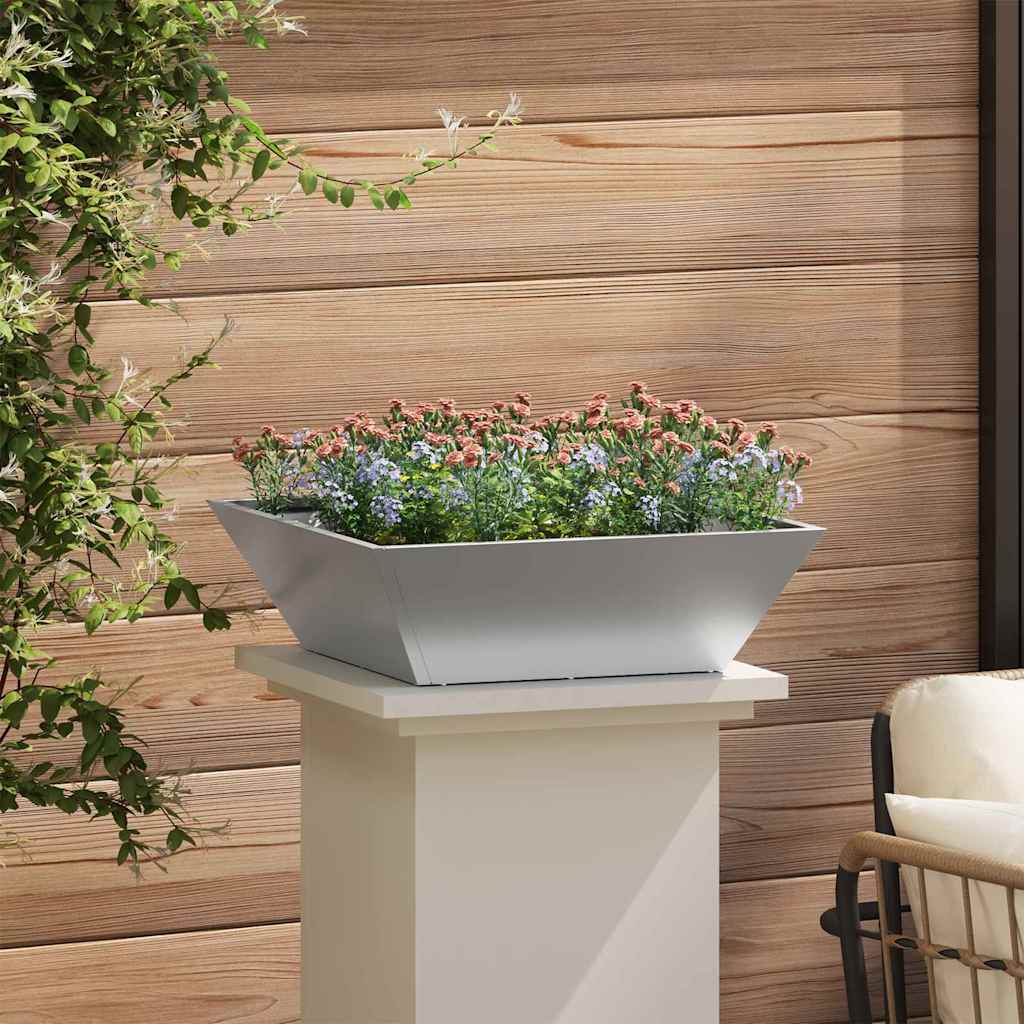 Vaso da giardino 5 pz Argento 50 x 50 x 15 cm Acciaio zincato