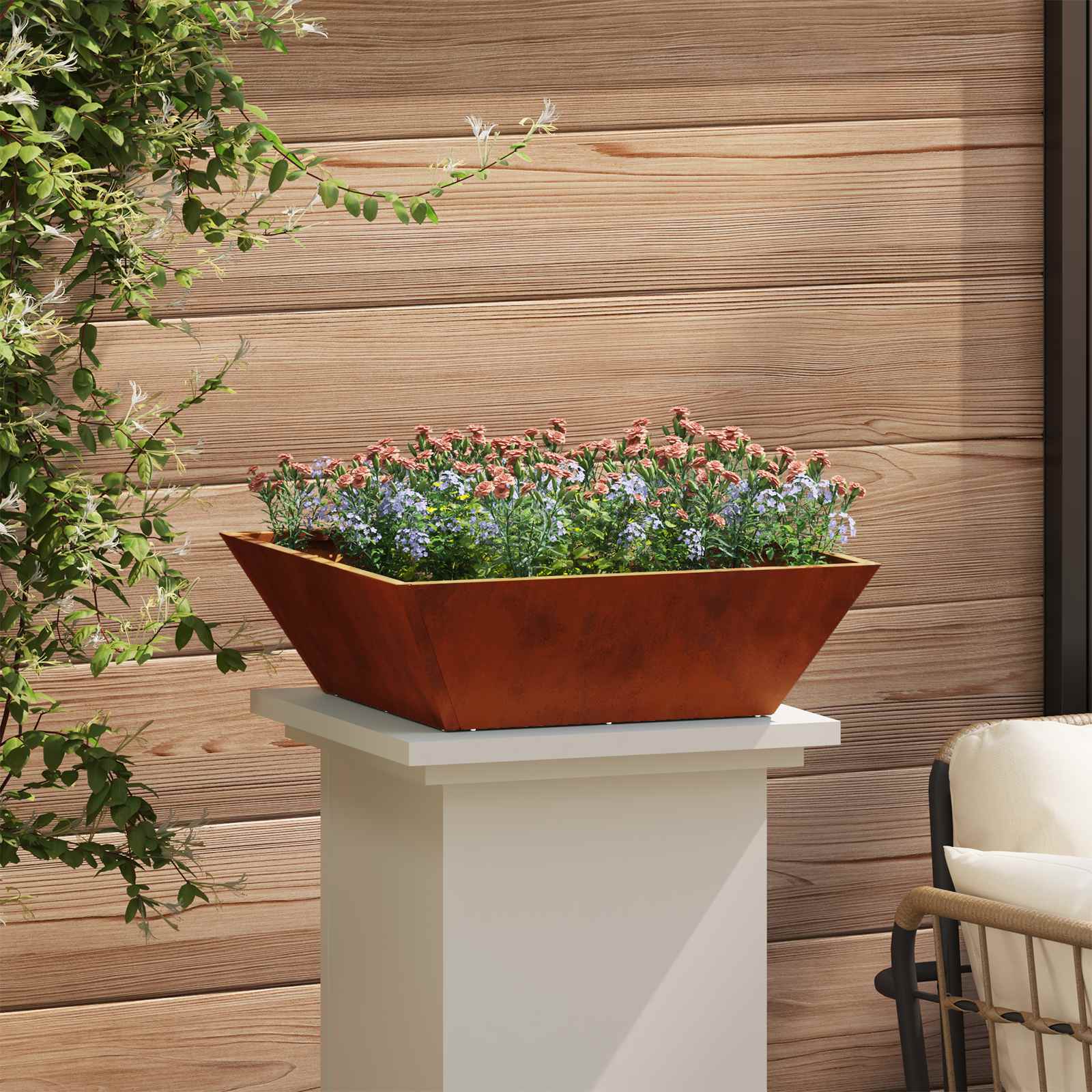 Vaso da giardino 5 pz Ruggine 50 x 50 x 15 cm Acciaio Corten