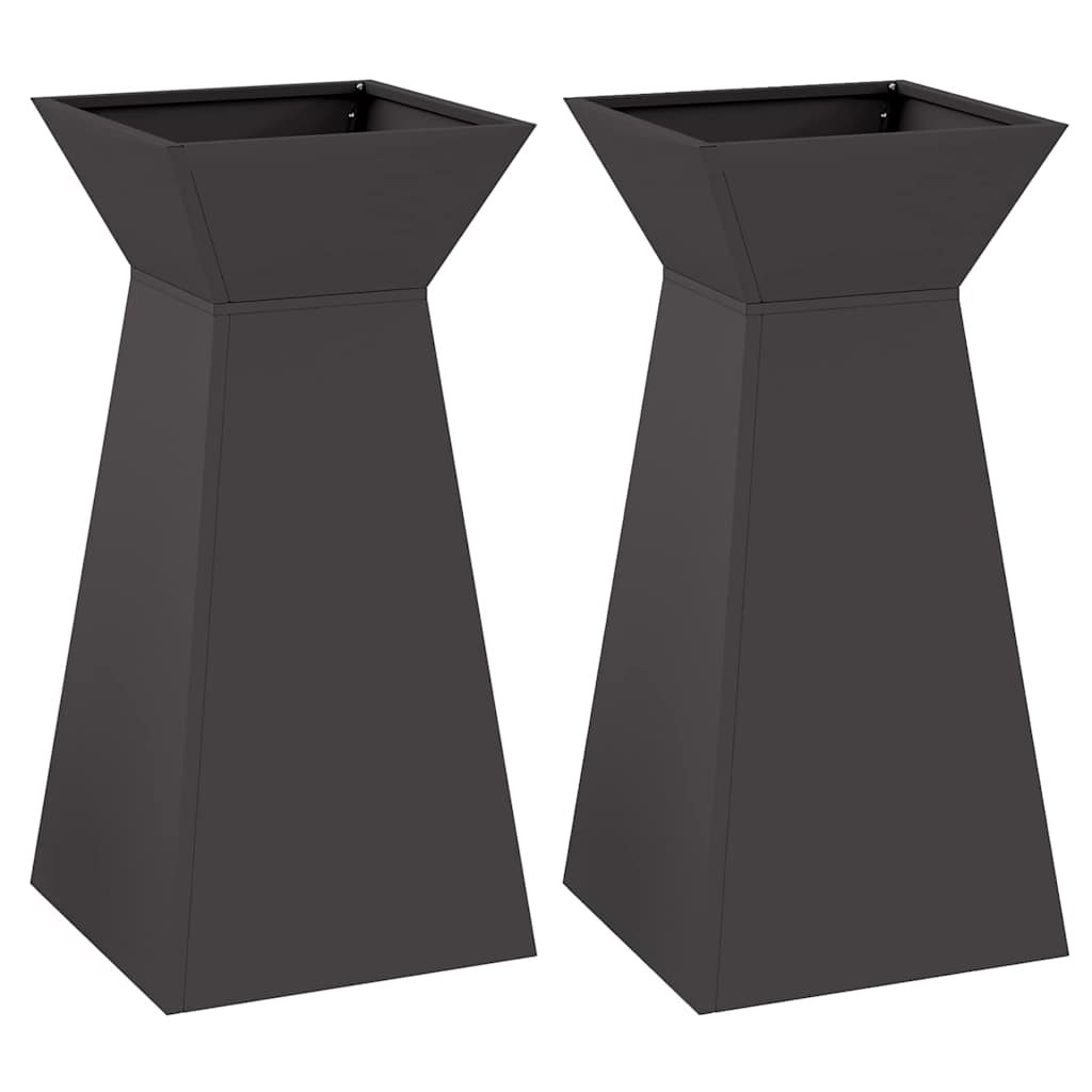 Vaso a Pilastro 2 pz Nero 35 x 35 x 73 cm