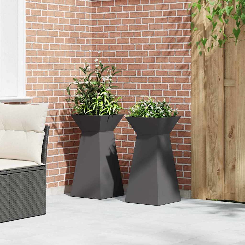 Vaso a Pilastro 2 pz Nero 35 x 35 x 73 cm