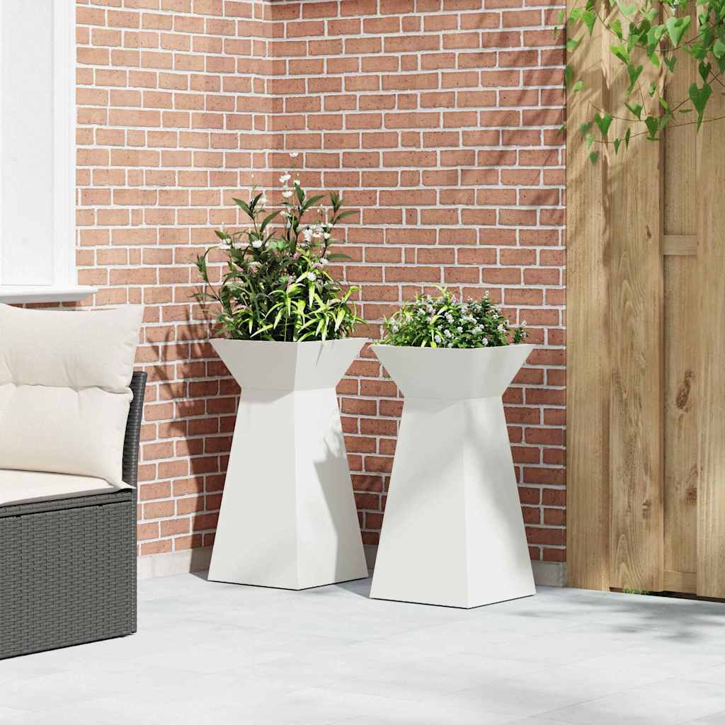 Vaso a Pilastro 2 pz Bianco 35 x 35 x 73 cm