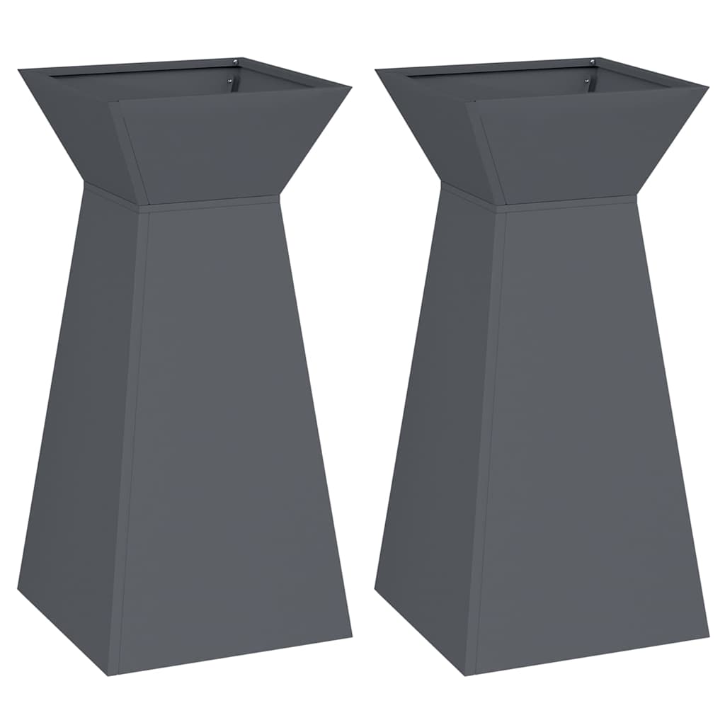 Vaso a Pilastro 2 pz Antracite 35 x 35 x 73 cm
