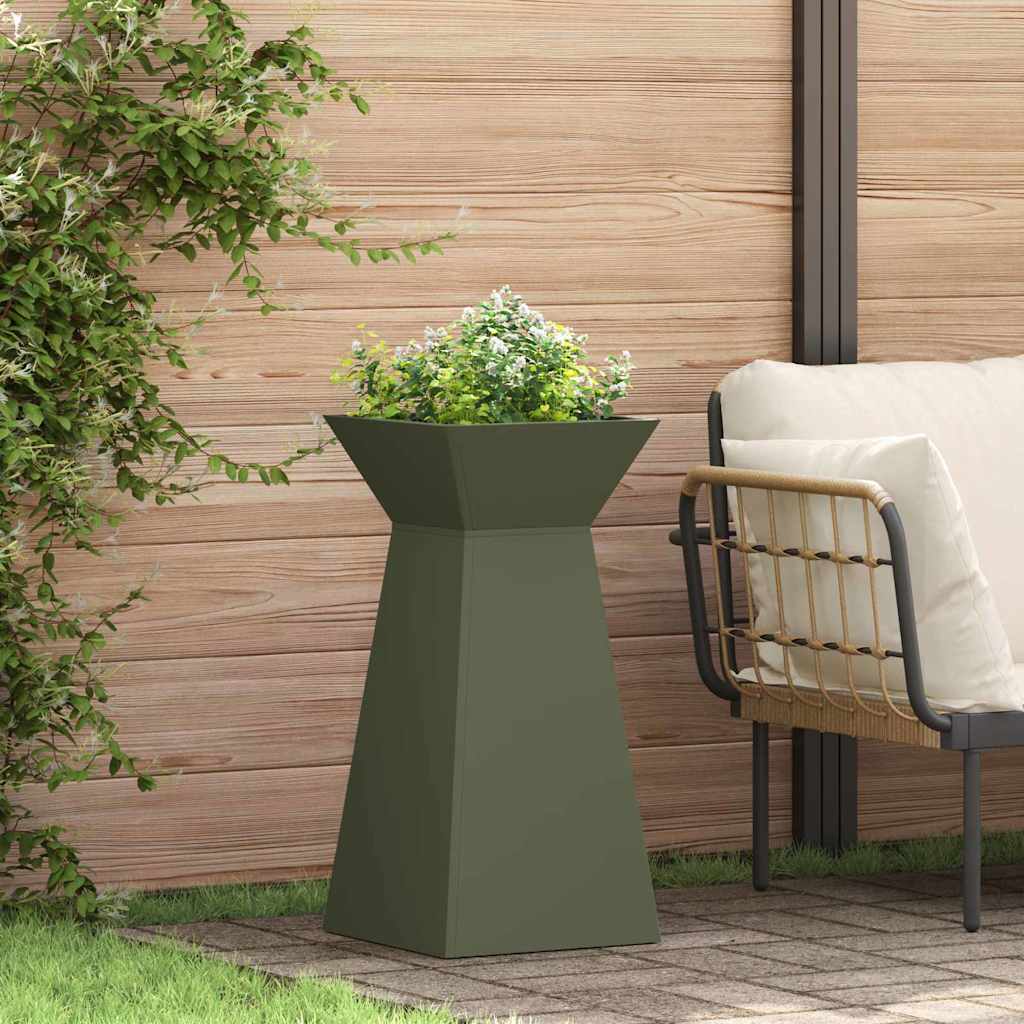Vaso a Pilastro 2 pz Verde Oliva 35 x 35 x 73 cm