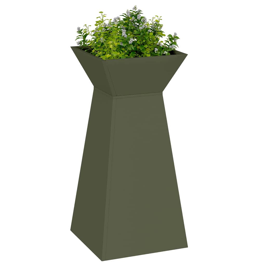 Vaso a Pilastro 2 pz Verde Oliva 35 x 35 x 73 cm