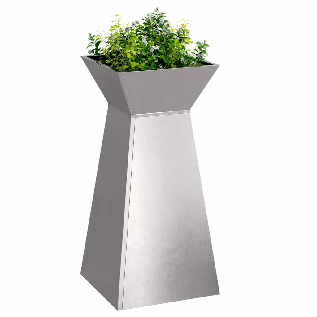 Vaso a Pilastro 2 pz Argento 35 x 35 x 73 cm Acciaio Inox
