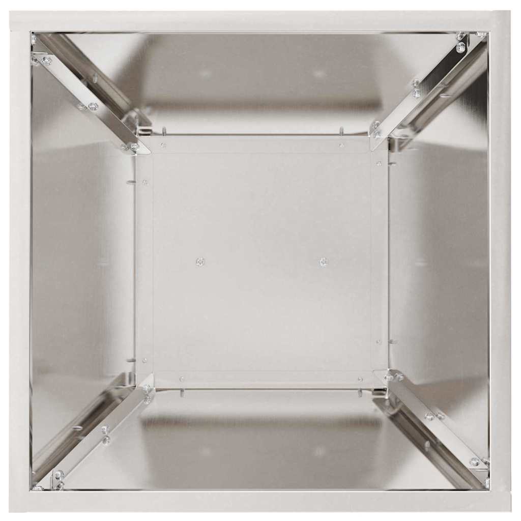 Vaso a Pilastro 2 pz Argento 35 x 35 x 73 cm Acciaio Inox