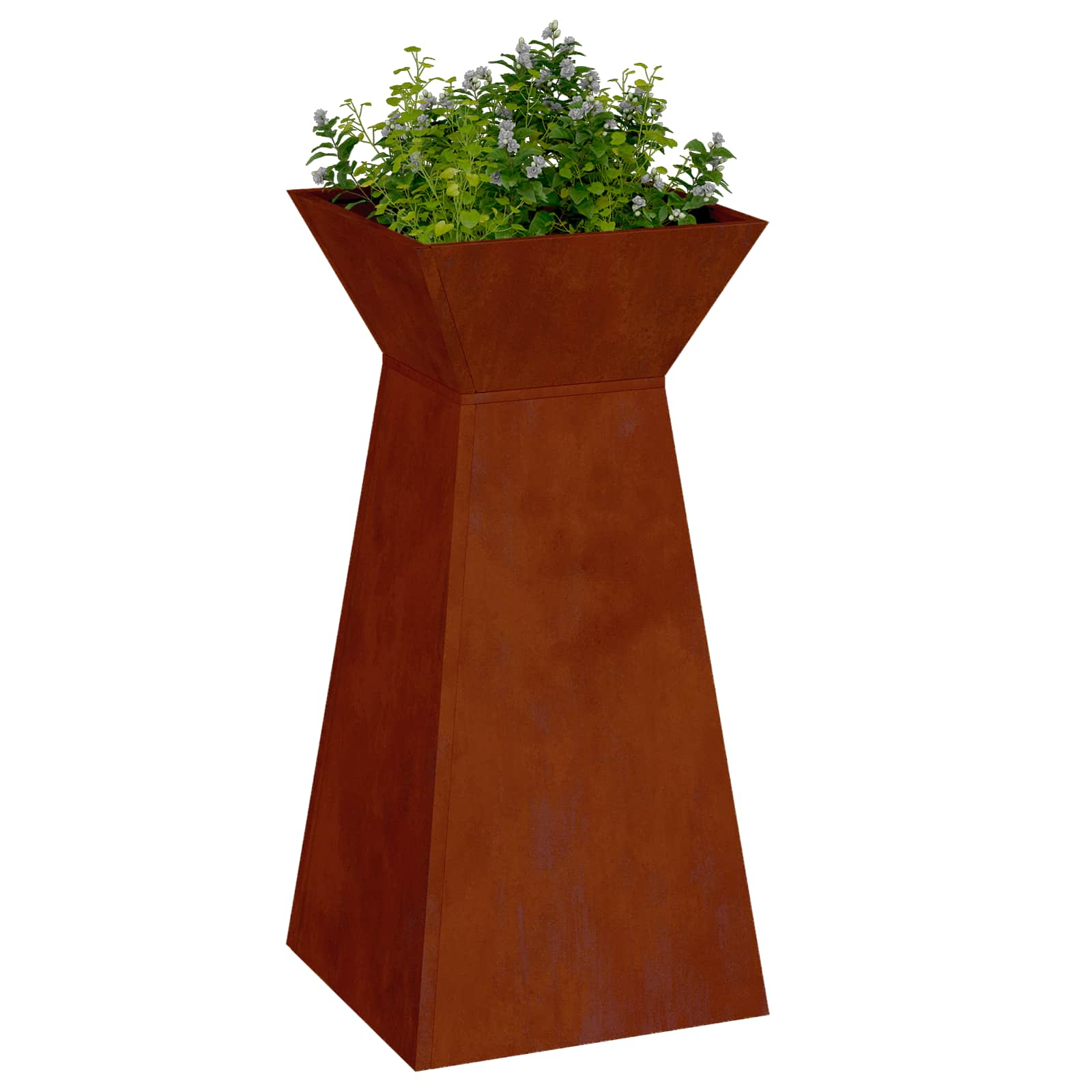 Vaso a Pilastro Ruggine 35 x 35 x 73 cm Acciaio Corten