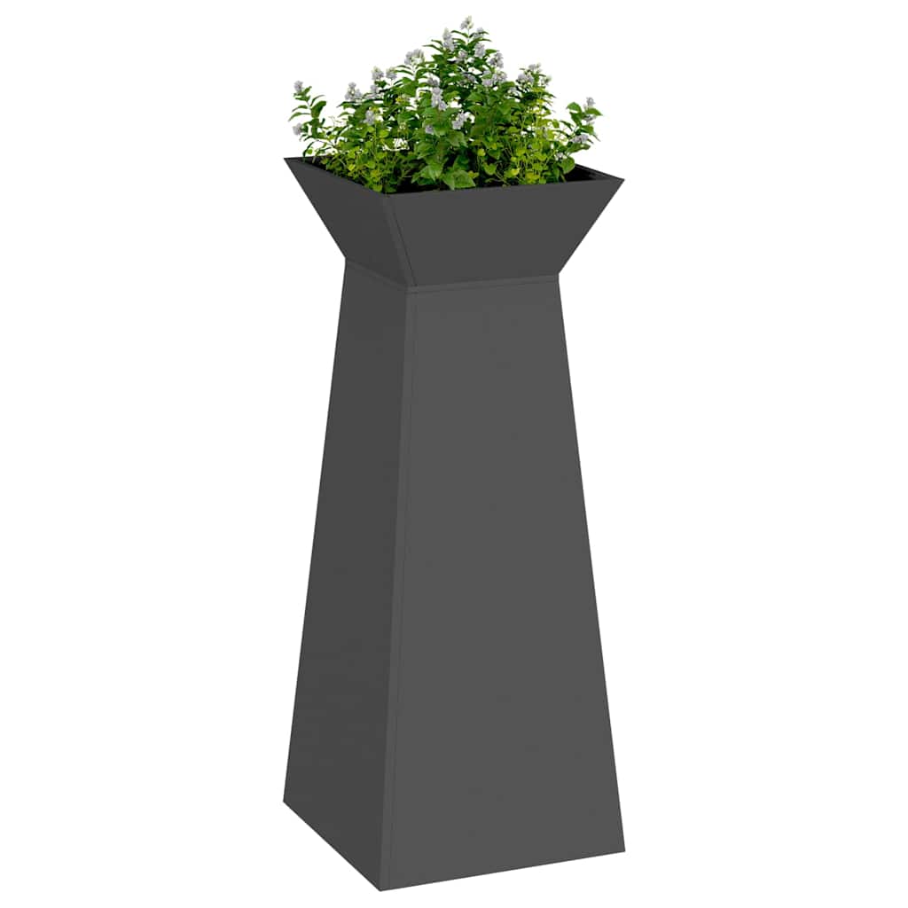 Vaso a Pilastro Nero 40 x 40 x 100 cm Acciaio laminato a freddo