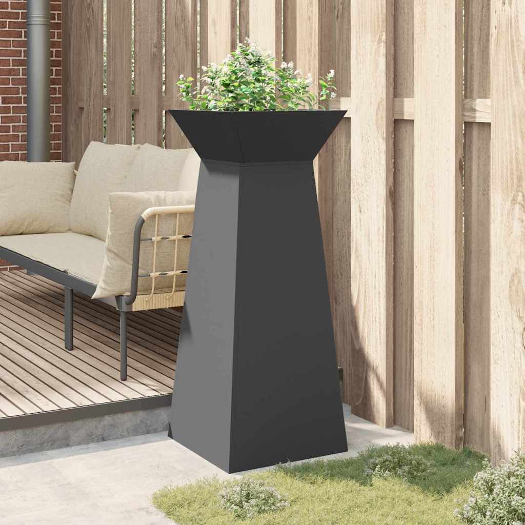 Vaso a Pilastro Nero 40 x 40 x 100 cm Acciaio laminato a freddo