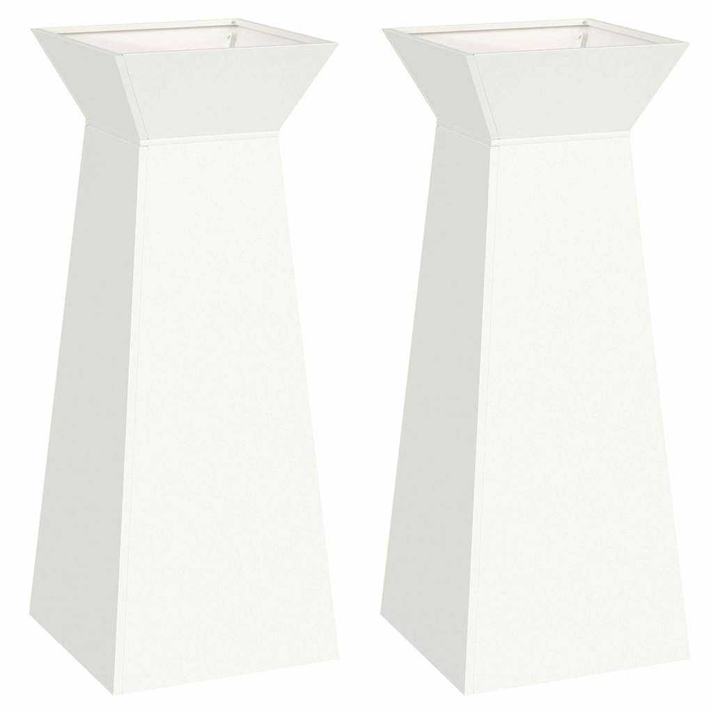 Vaso a Pilastro 2 pz Bianco 40 x 40 x 100 cm