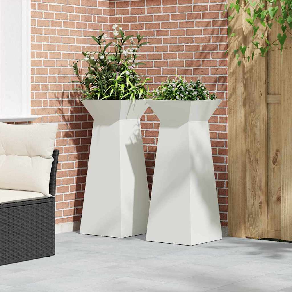 Vaso a Pilastro 2 pz Bianco 40 x 40 x 100 cm
