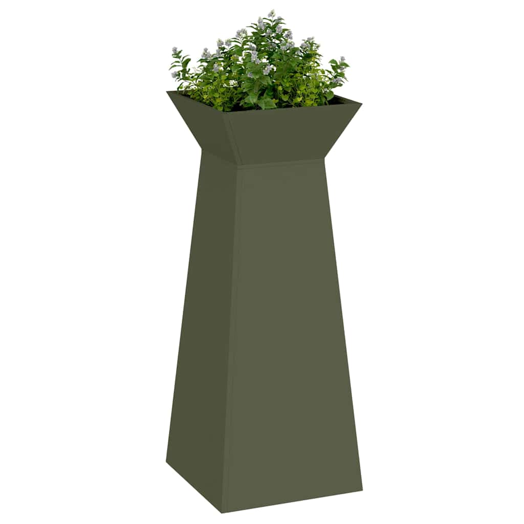 Vaso a Pilastro 2 pz Verde Oliva 40 x 40 x 100 cm