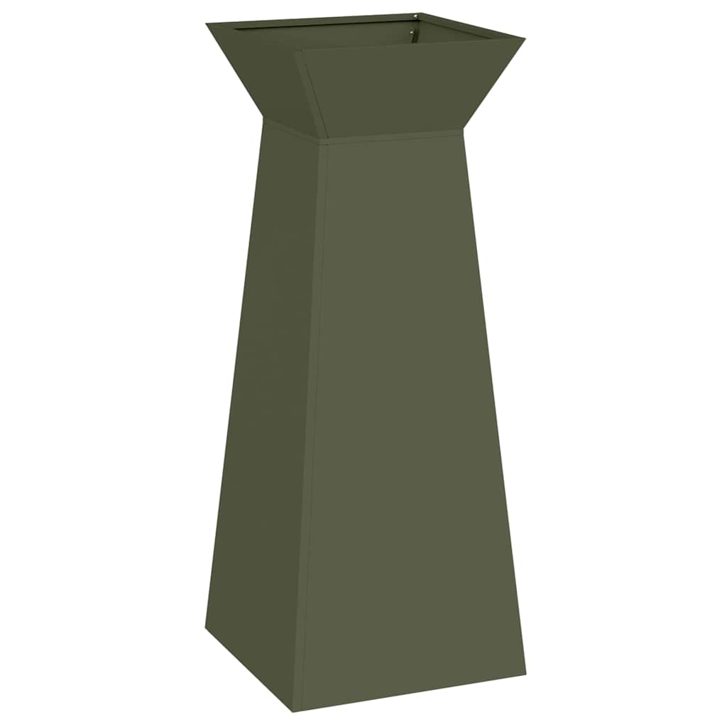 Vaso a Pilastro 2 pz Verde Oliva 40 x 40 x 100 cm
