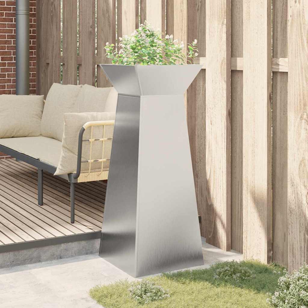 Vaso a Pilastro Argento 40 x 40 x 100 cm Acciaio Inox