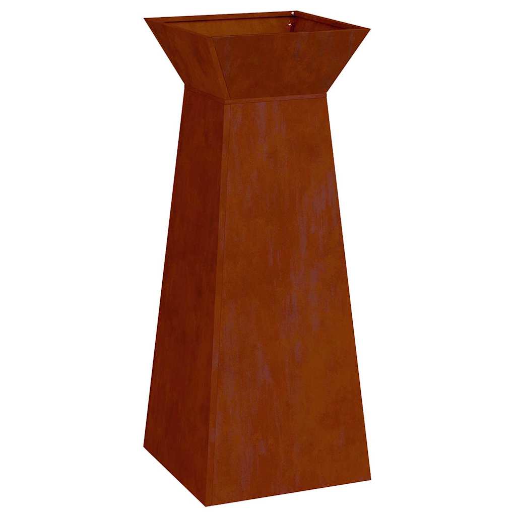 Vaso a Pilastro Ruggine 40 x 40 x 100 cm Acciaio Corten
