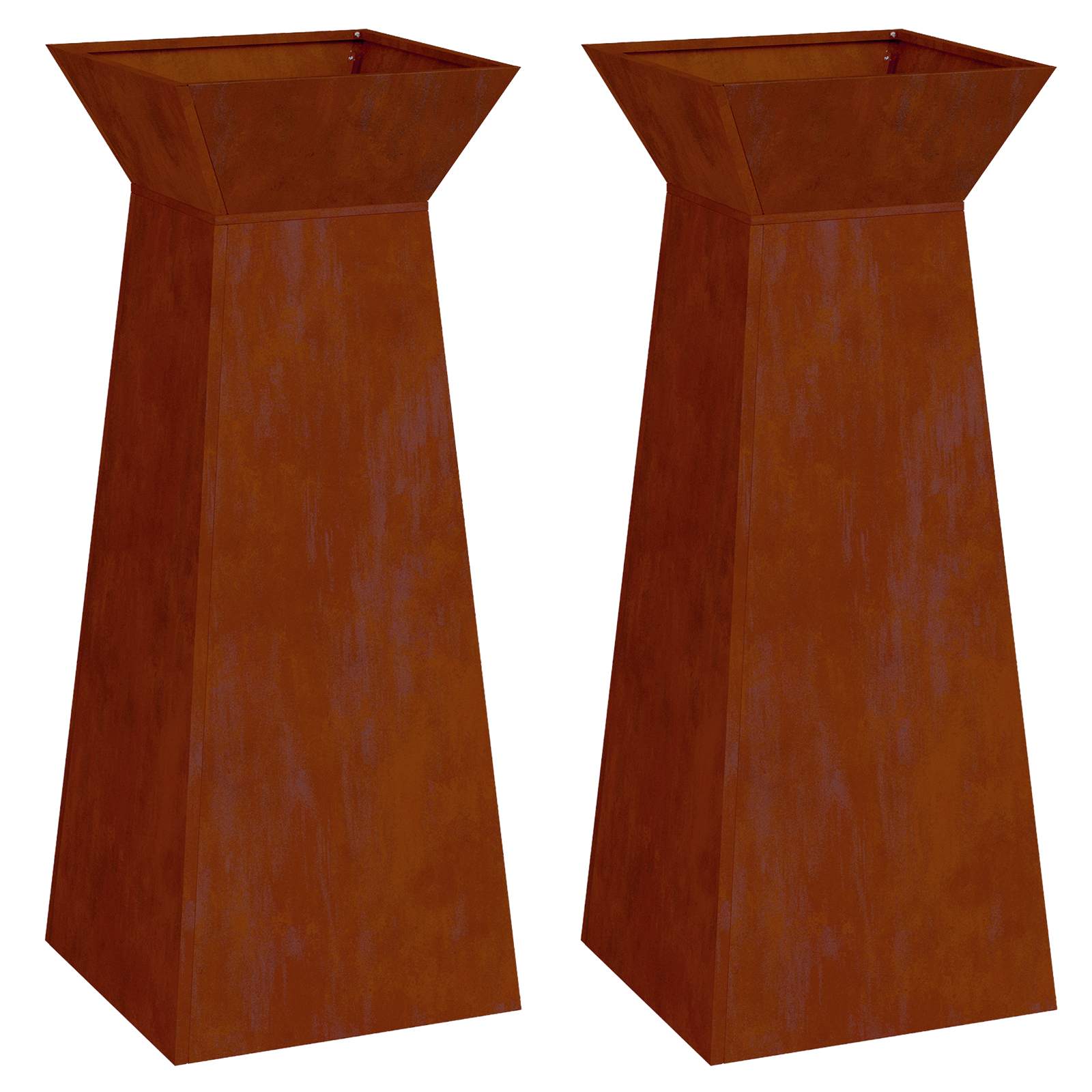 Vaso a Pilastro 2 pz Ruggine 40 x 40 x 100 cm Acciaio Corten