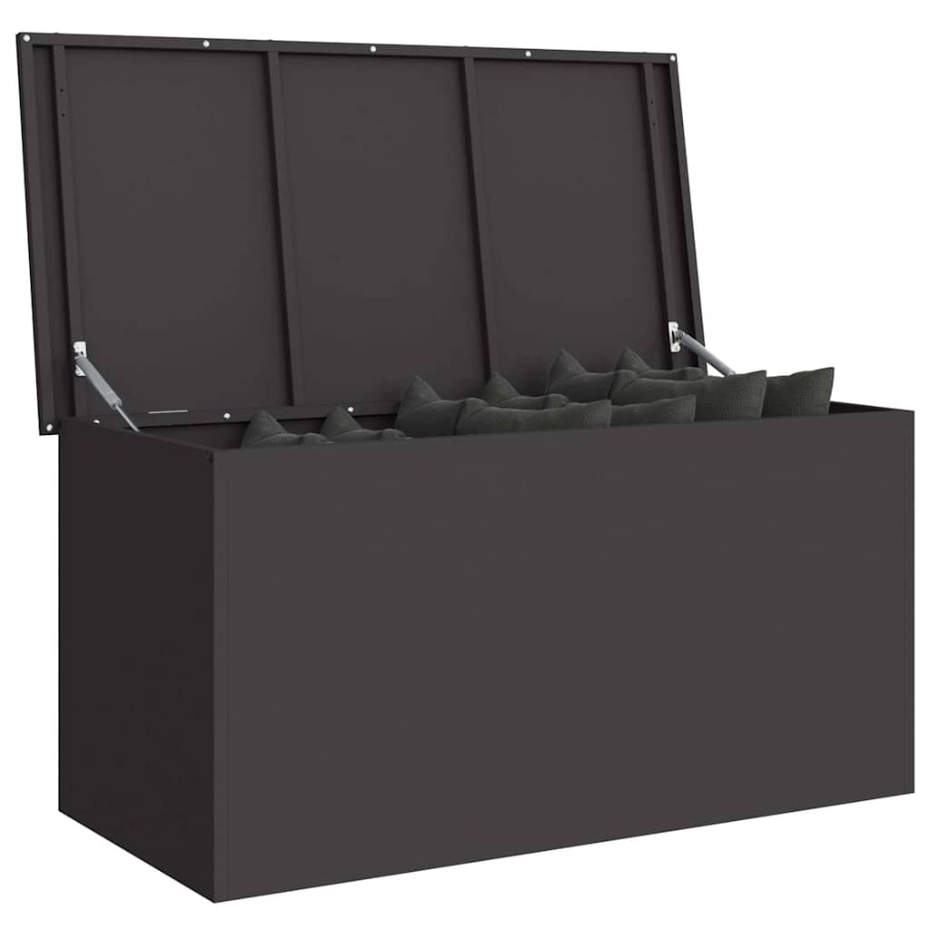 Cassa per cuscini da giardino Acciaio zincato 220 L Nero