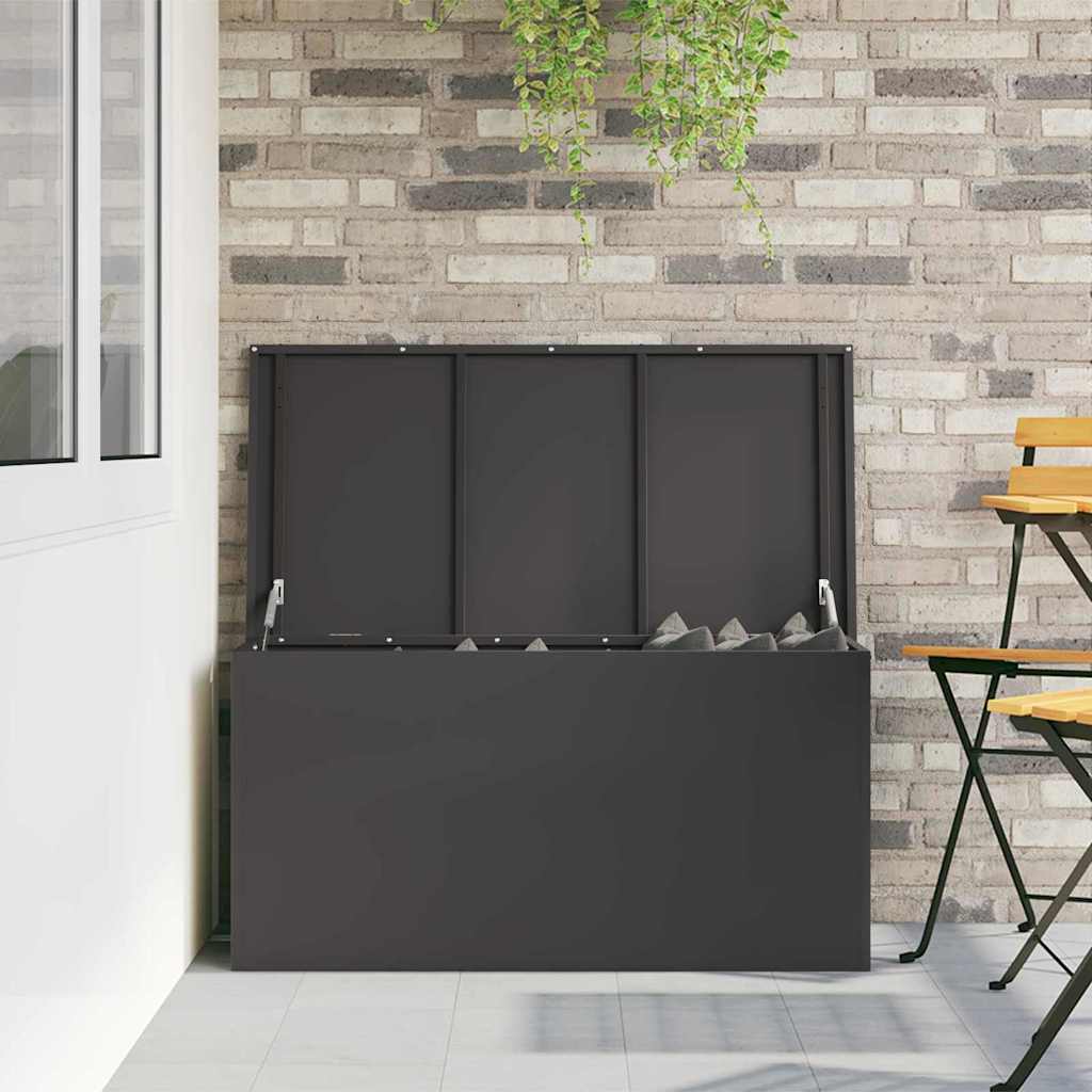 Cassa per cuscini da giardino Acciaio zincato 220 L Nero