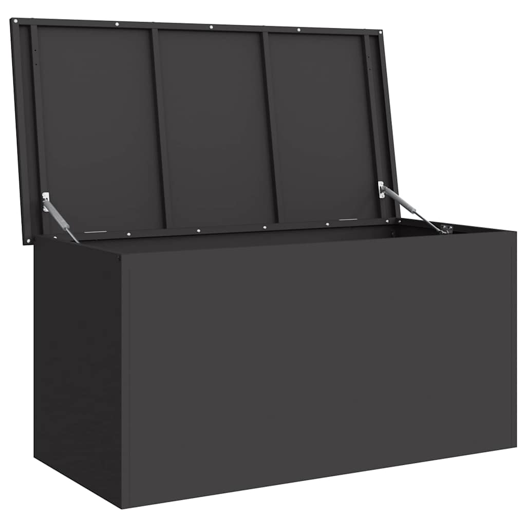 Cassa per cuscini da giardino Acciaio zincato 220 L Nero