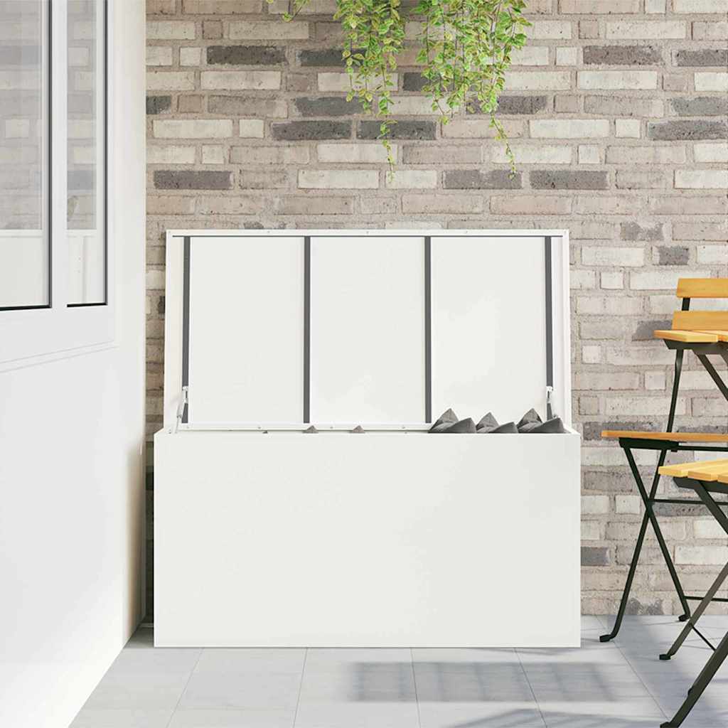 Cassa per cuscini da giardino Acciaio zincato 220 L Bianco