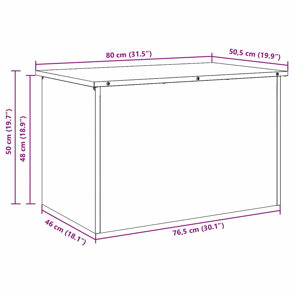 Cassa per cuscini da giardino Acciaio zincato 80 x 50,5 x 50 cm