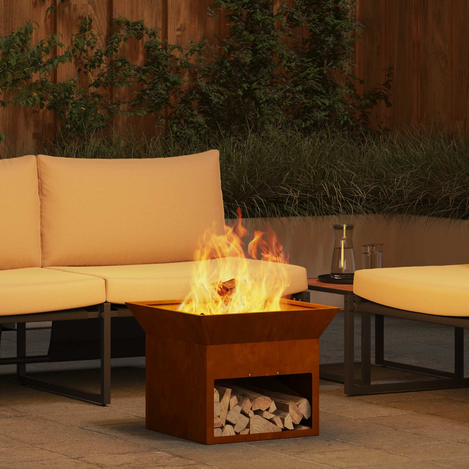 Focolare Ruggine 50 x 50 x 40 cm acciaio corten
