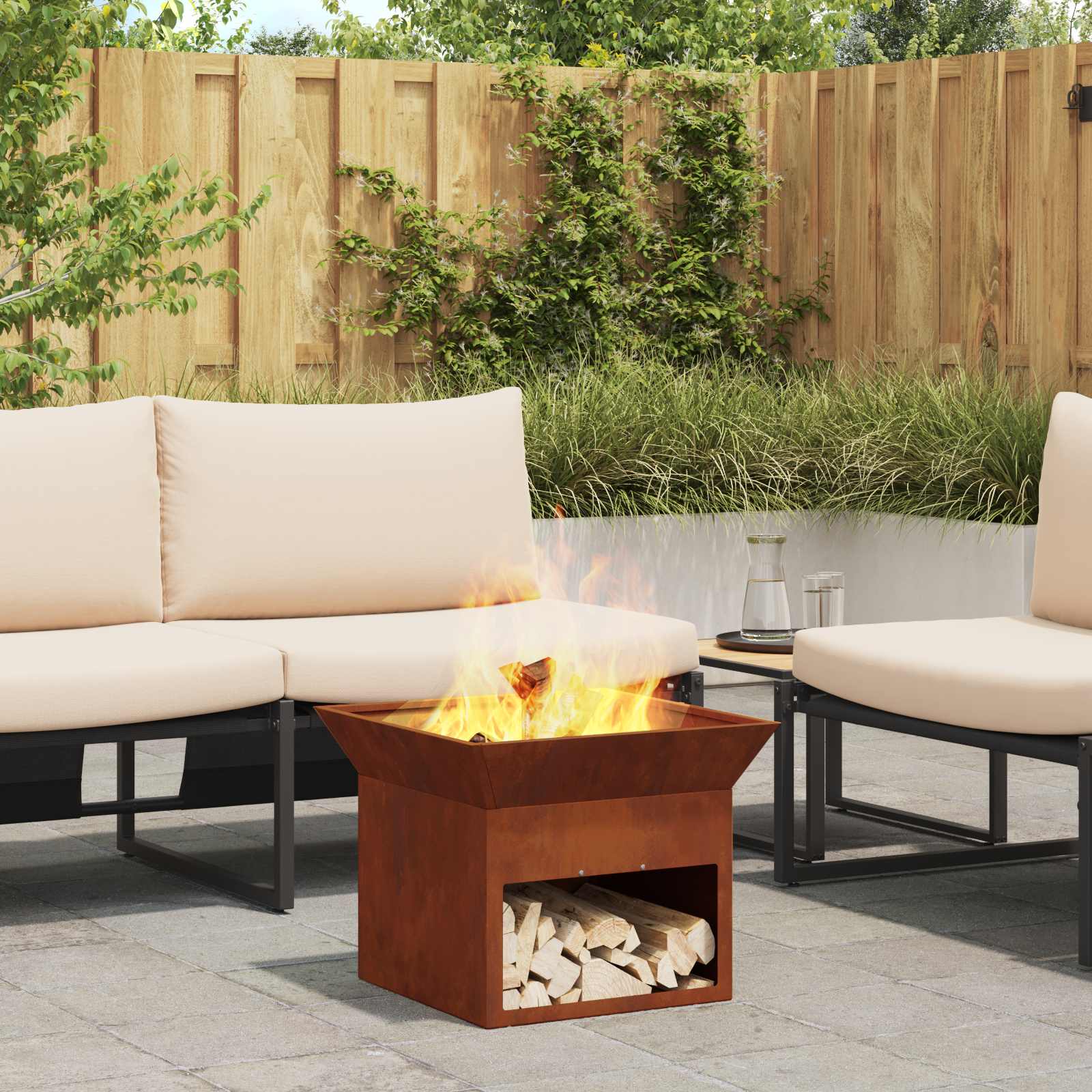 Focolare Ruggine 50 x 50 x 40 cm acciaio corten
