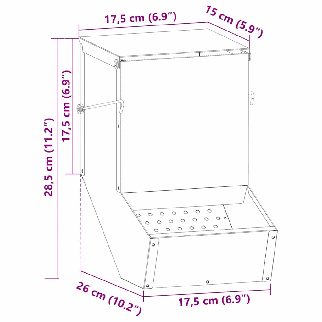 Mangiatore per conigli Argento 17,5 x 26 x 28,5 cm 1,5 kg