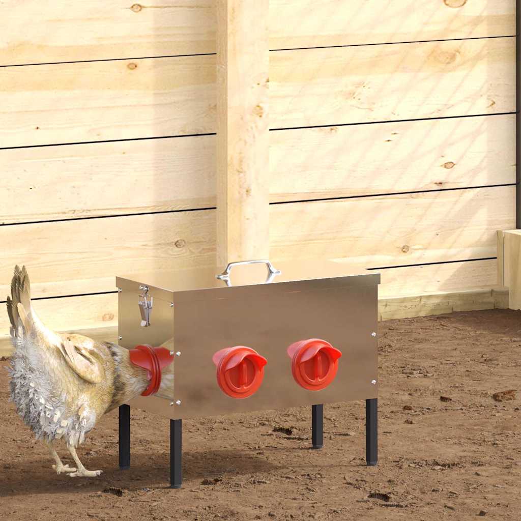 Feeder per pollo Argento 42 x 20,5 x 33 cm 15 kg