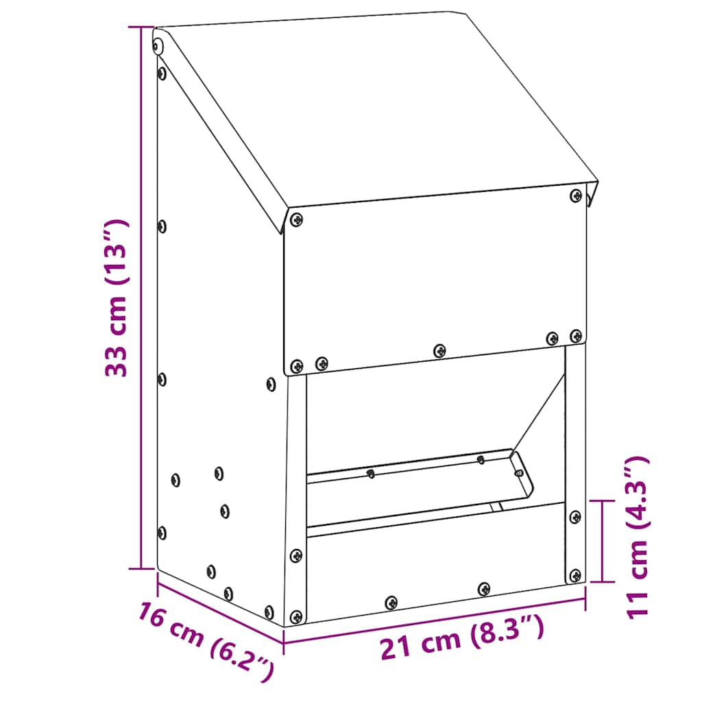 Feeder per pollo Argento 21 x 16 x 33 cm 3 kg Acciaio zincato