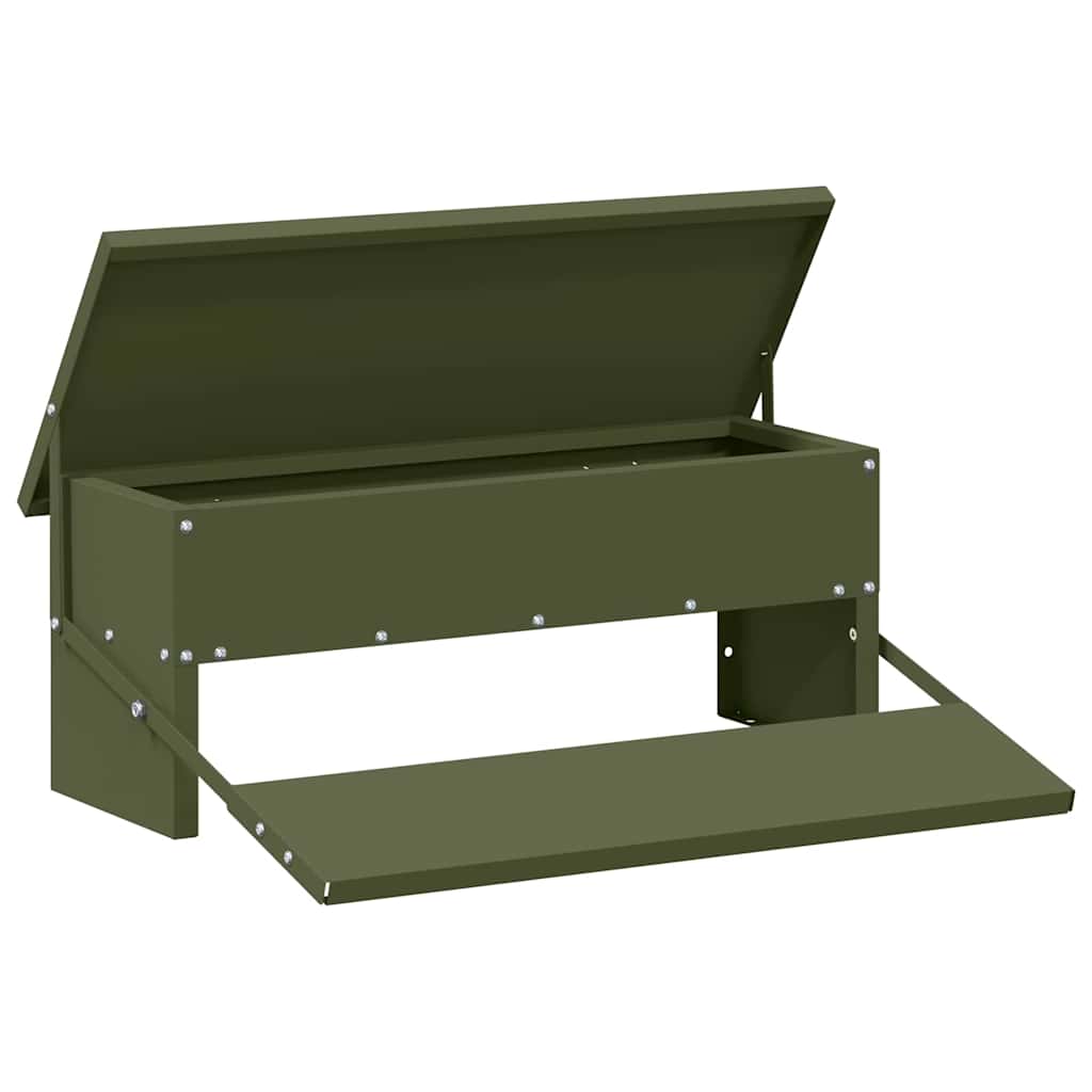 Mangiatore a Pedale per Pollo Verde Oliva 48,5 x 39,5 x 19 cm