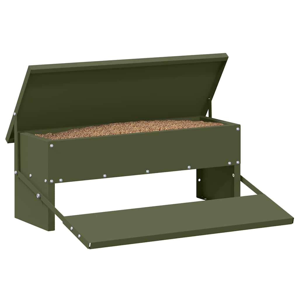 Mangiatore a Pedale per Pollo Verde Oliva 48,5 x 39,5 x 19 cm
