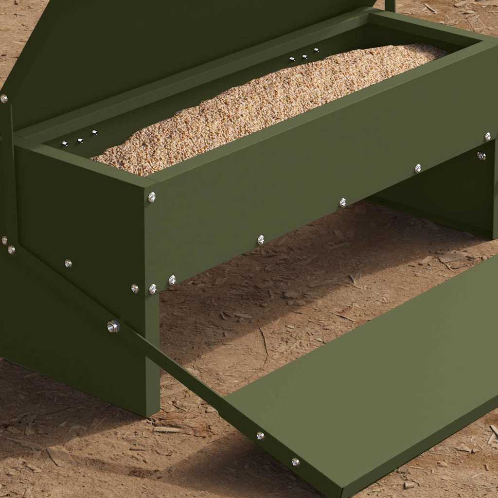 Mangiatore a Pedale per Pollo Verde Oliva 48,5 x 39,5 x 19 cm